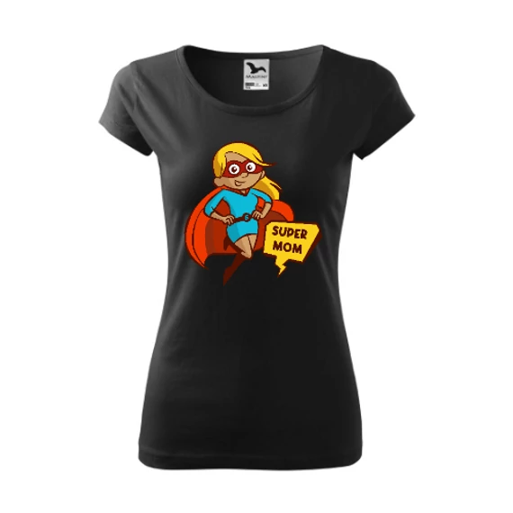 Super Mom Fekete Szűkített Női Póló