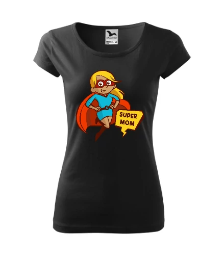 Super Mom Fekete Szűkített Női Póló